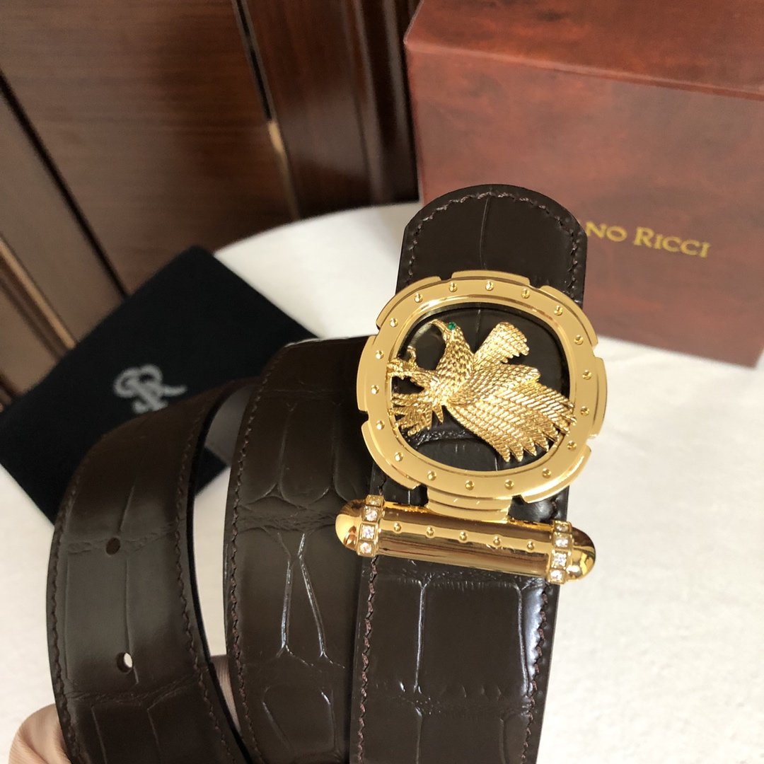 01112_stefano ricci史蒂芬劳尼治专柜款精钢飞鹰镶嵌钻点缀挂扣38mm