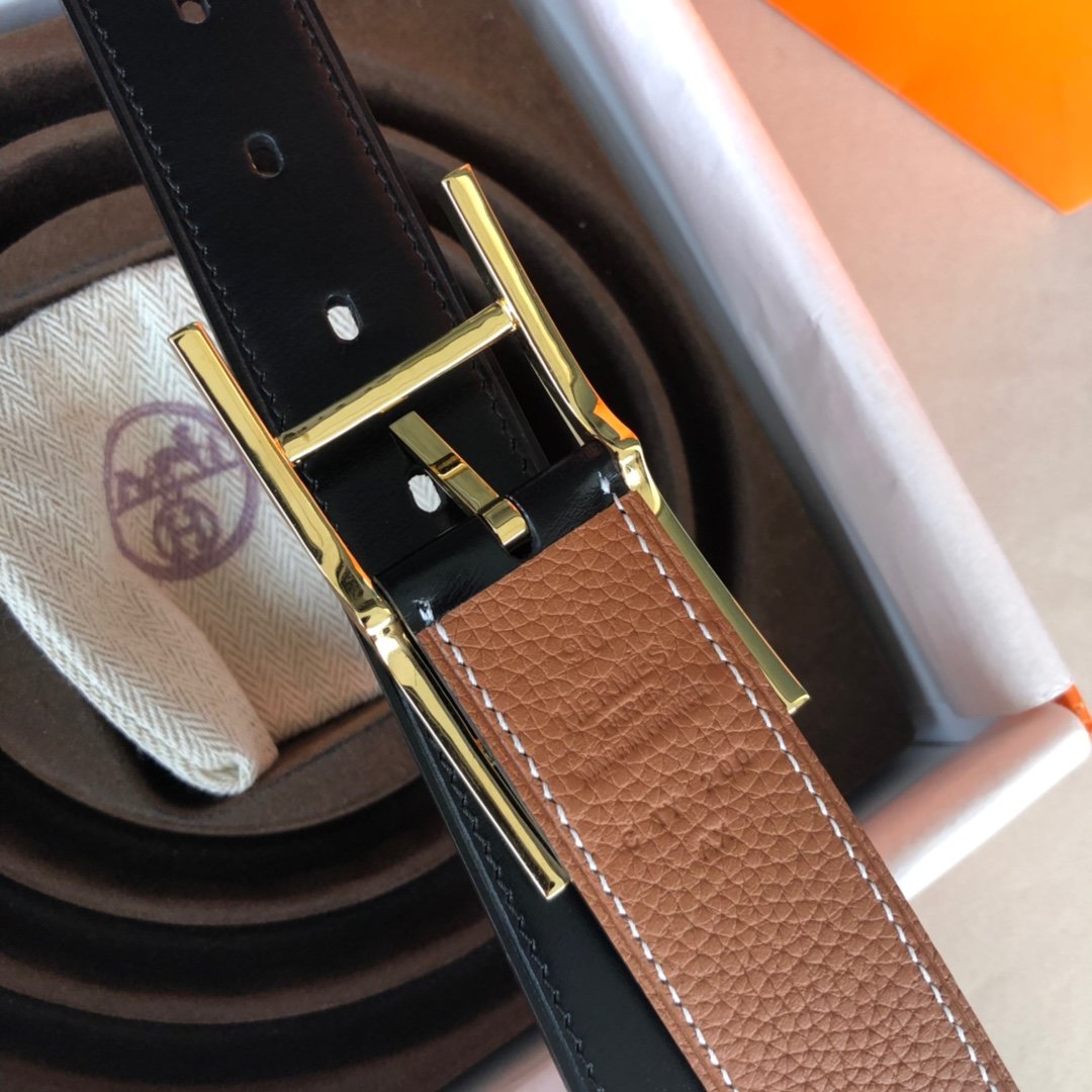 00847爱马仕hermesquentin32mm双面腰带镀钯腰带针扣优质的皮料精细
