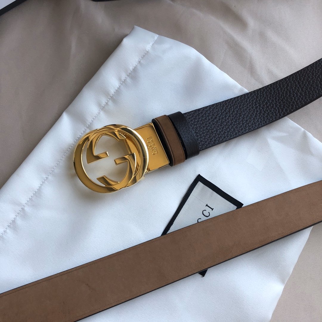 00041_gucci古驰双g旋转金属夹扣搭配可双面外用腰带采用进口绒面变色