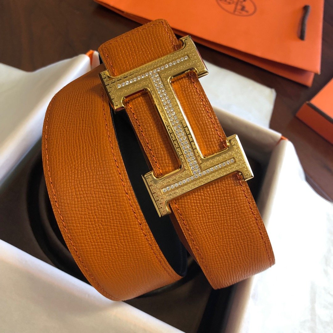 00906_hermes爱马仕精钢镶嵌钻花纹金属扣u0026原版皮手掌纹38毫米