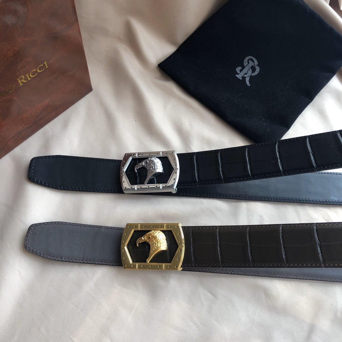 00366stefanoricci史蒂芬劳尼治专柜款精钢鹰头内穿金属扣38mm细节