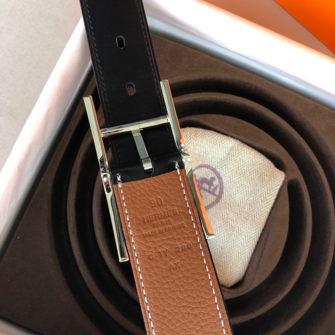 01828_爱马仕 hermes)quentin32mm双面腰带镀钯腰带针扣优质的皮料