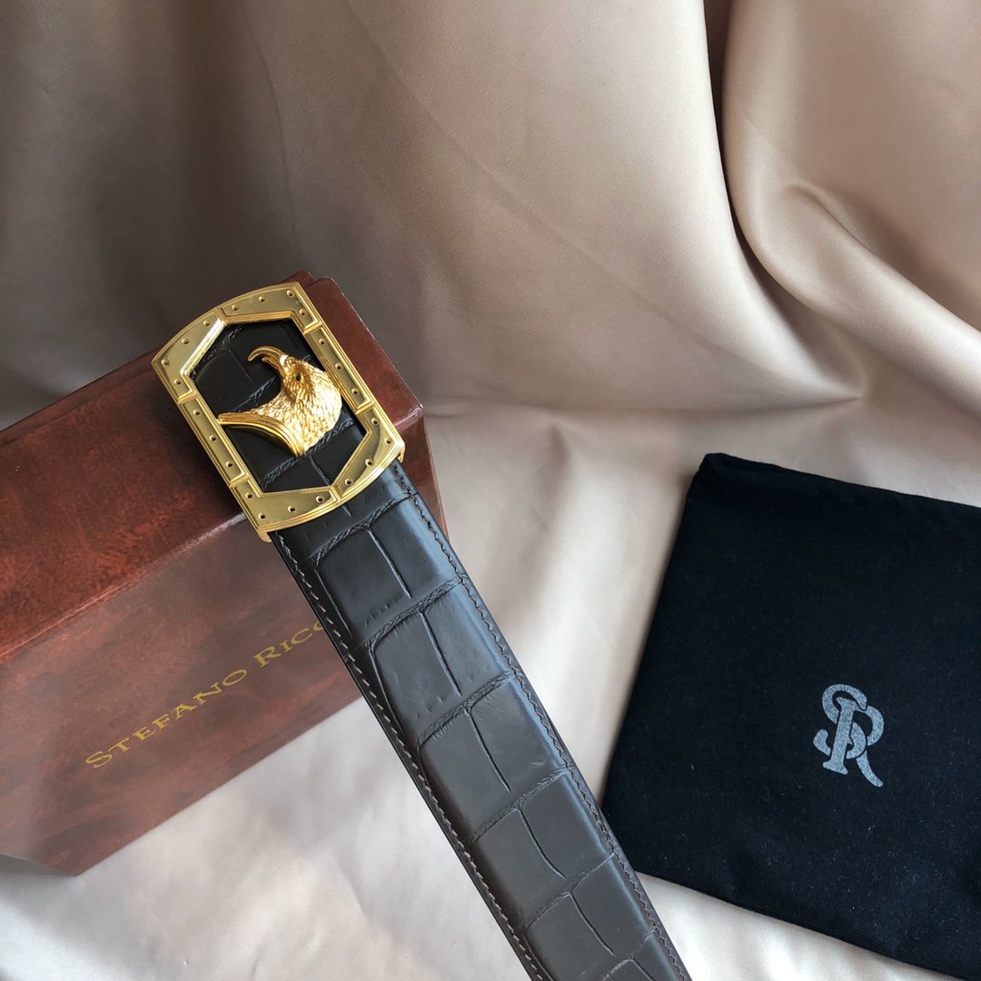 00367stefanoricci史蒂芬劳尼治专柜款精钢鹰头内穿金属扣38mm细节