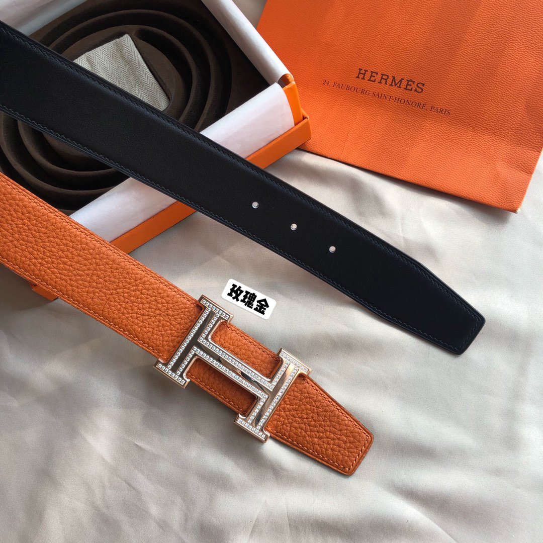 00273hermes爱马仕男士双面皮腰带38mm采用专柜最新底皮皮质搭配精钢