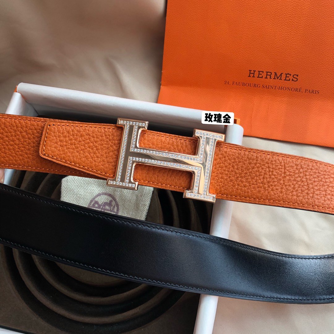 00273hermes爱马仕男士双面皮腰带38mm采用专柜最新底皮皮质搭配精钢