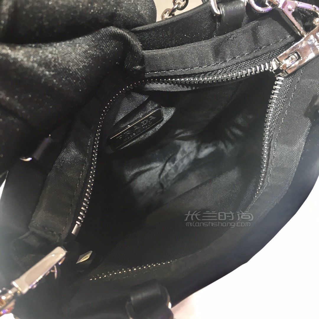 01714prada杨幂同款闪电水钻手拎链条包进口尼龙布料纯手工拼成的闪电