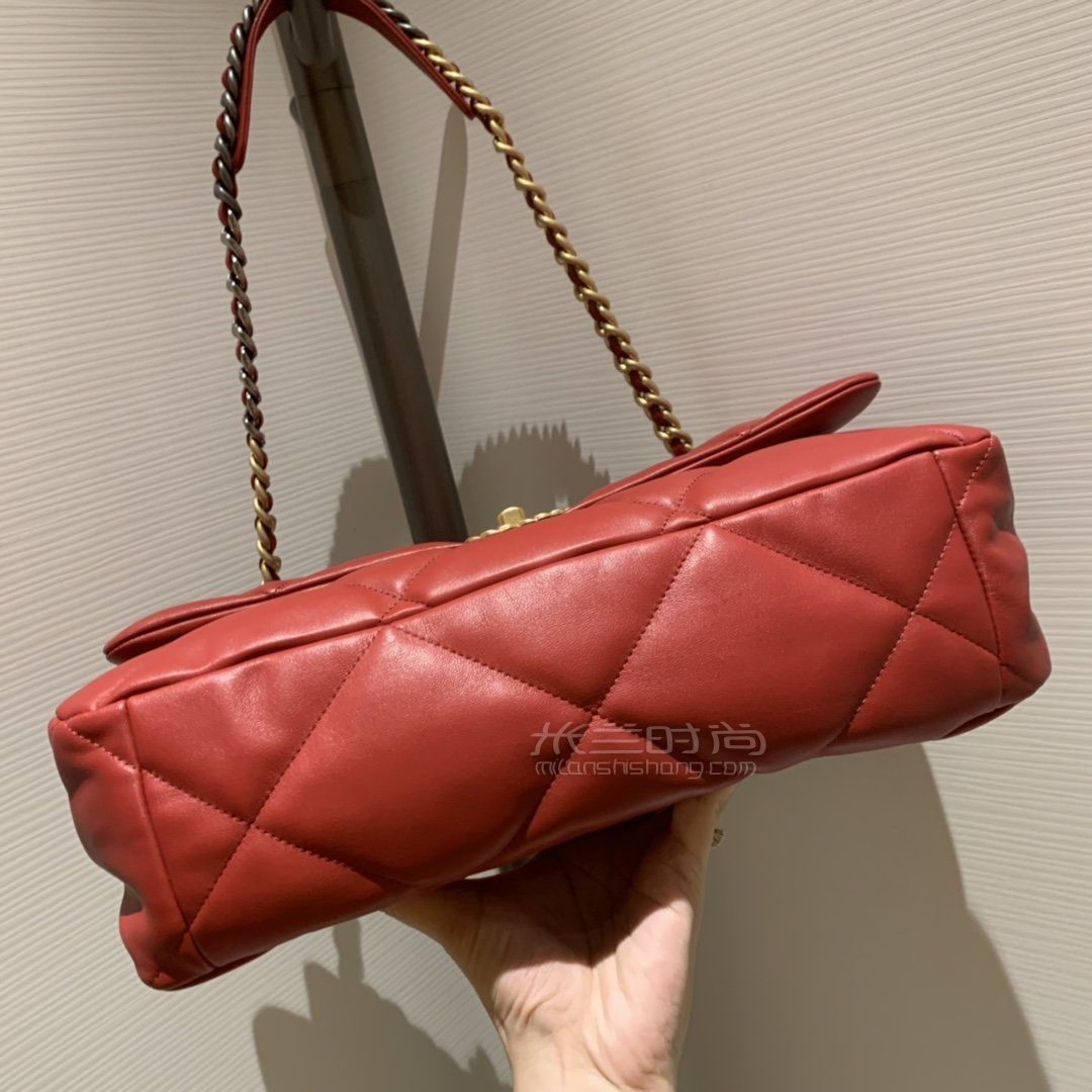 香奈儿19包chanel19bag新年红手袋大号36cm红色女士斜挎手提包