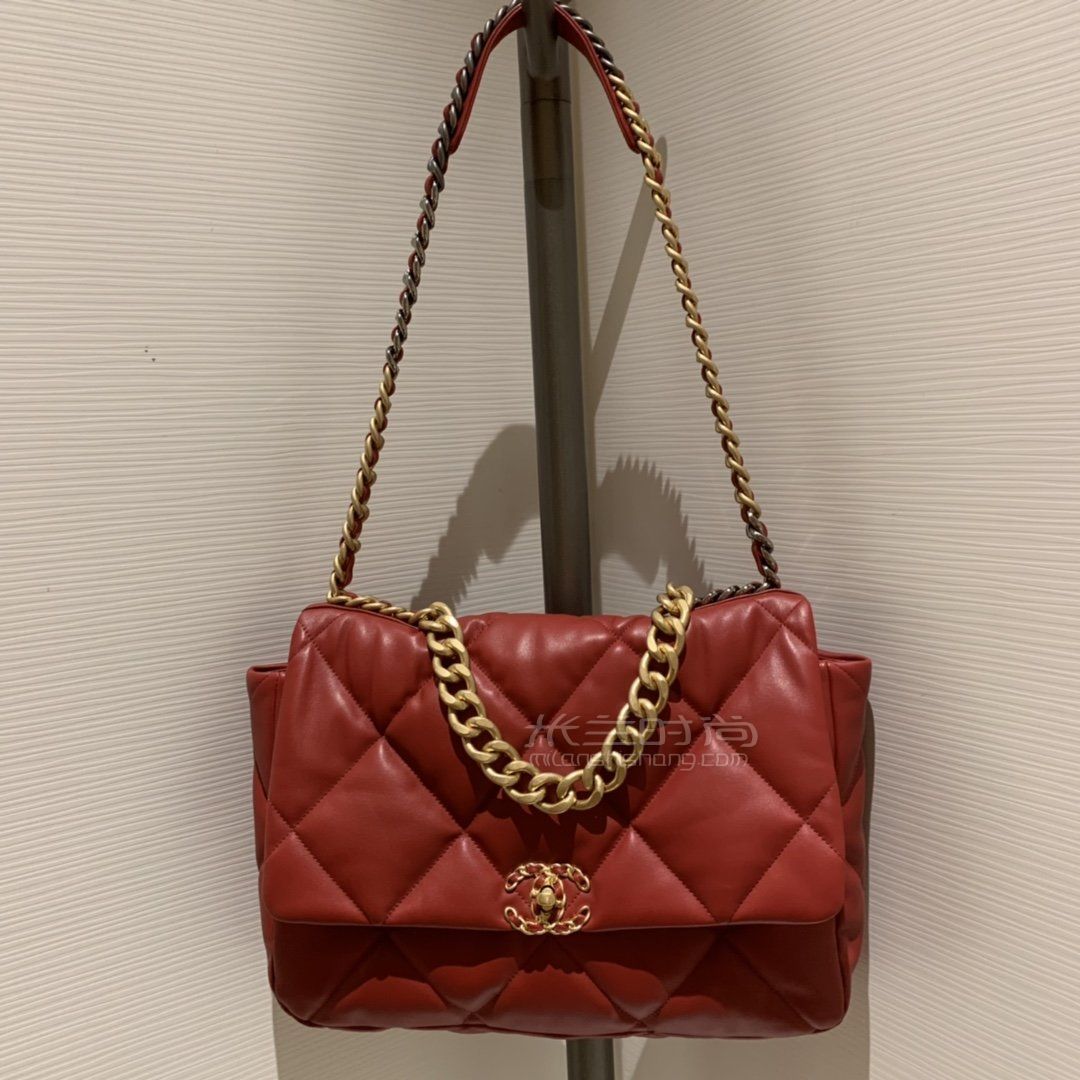 香奈儿19包chanel19bag新年红手袋大号36cm红色女士斜挎手提包