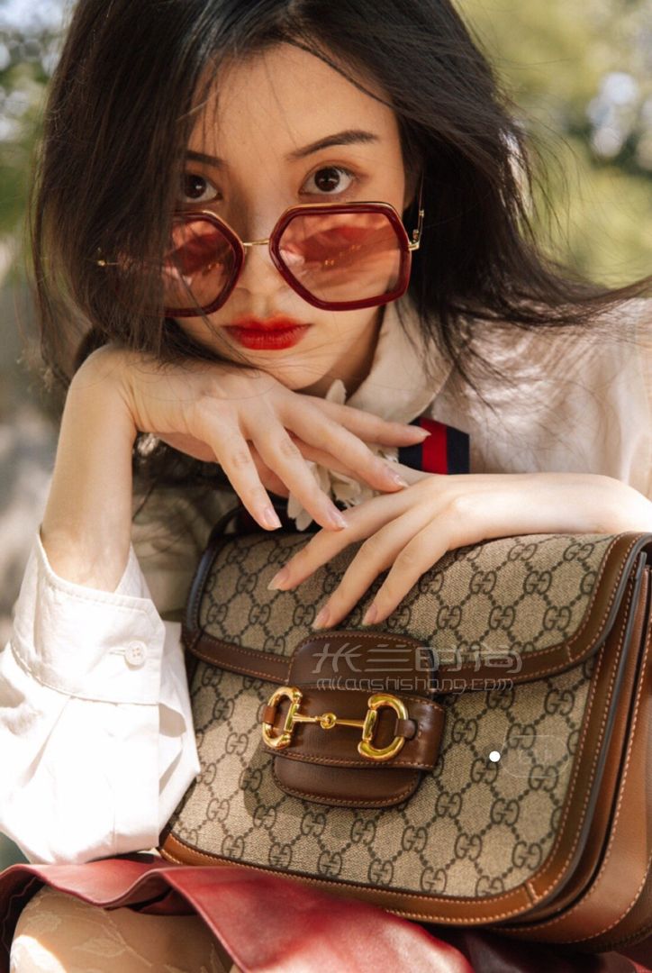 【肖战同款】gucci古驰1955马衔扣手袋单肩包手拎包602204棕色马鞍包