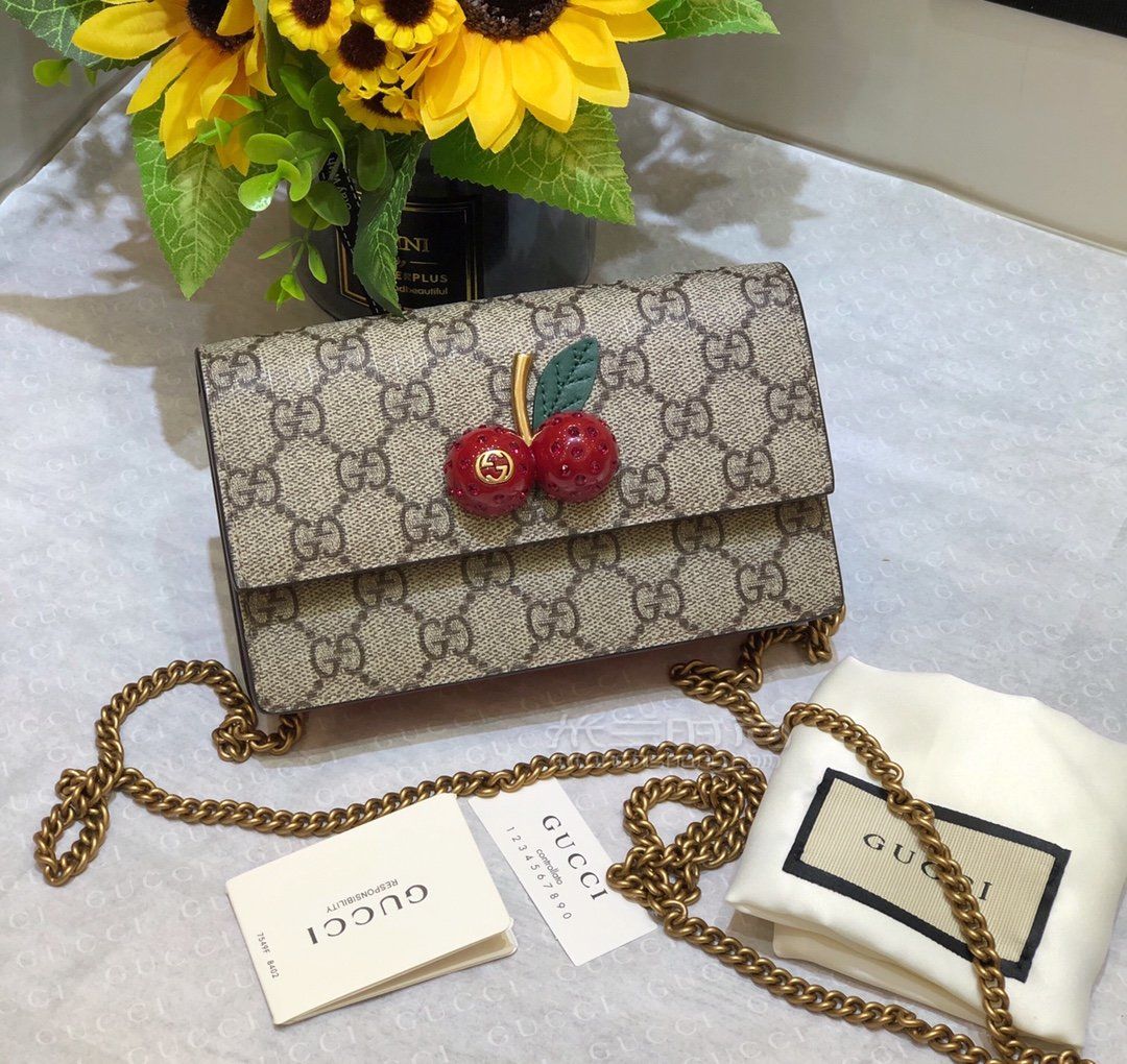 gucci古驰女包女士古奇帆布迷你樱桃单肩斜挎包链条包481291图片价格