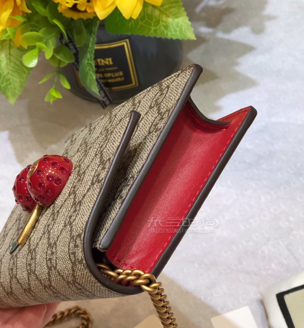 gucci古驰女包女士古奇帆布迷你樱桃单肩斜挎包链条包481291图片价格