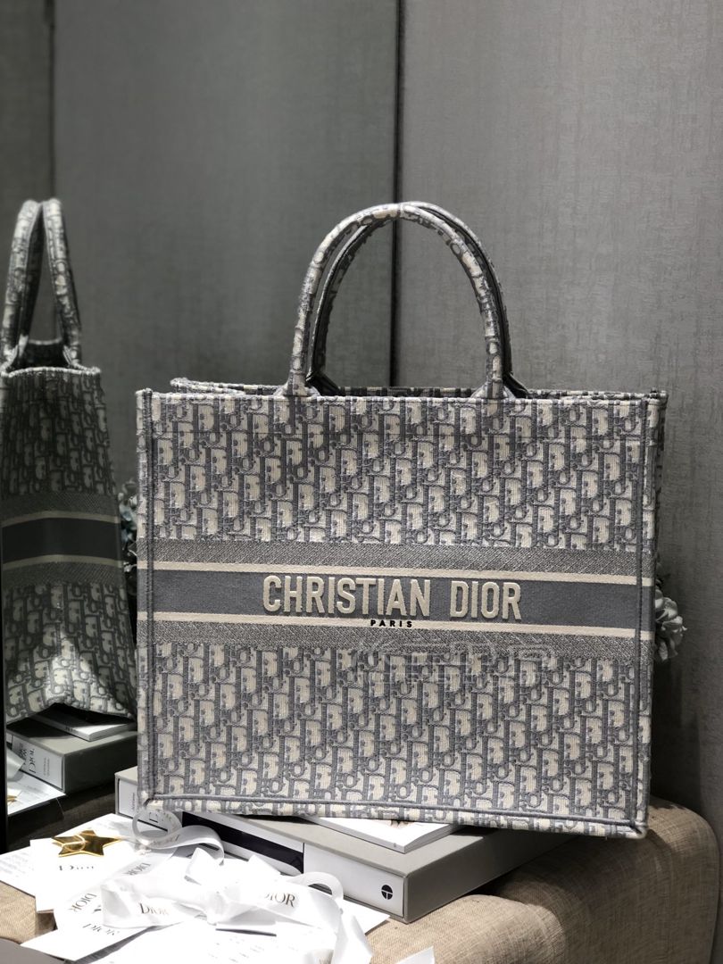 【迪奥托特包】dior book tote购物袋 岩石灰老花刺绣字母女包手提包