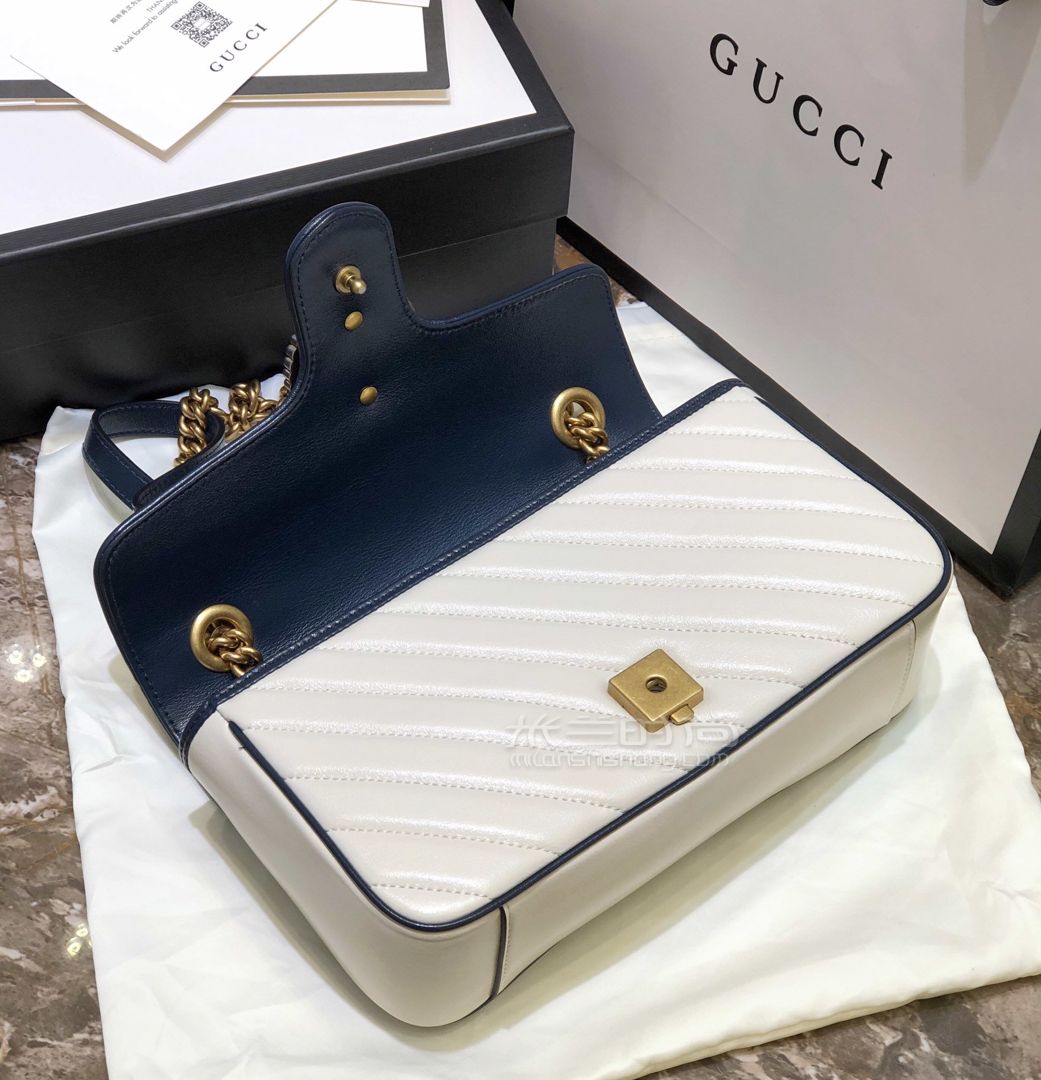 古奇gucci2020新款ggmarmont系列古驰白色小号单肩斜跨包443497图片