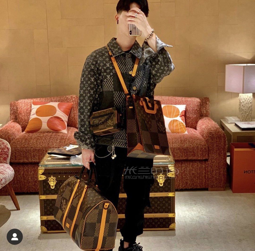 lvnigo联名系列盒子包吴亦凡同款mini软盒子老花斜跨box链条男包模特