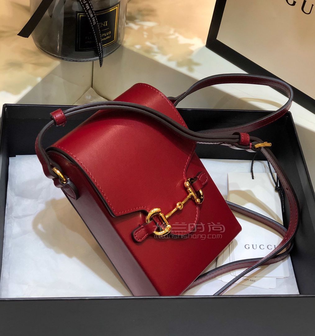 gucci古奇2020新款女包时尚1955马衔扣迷你手袋红色单肩斜挎包625615