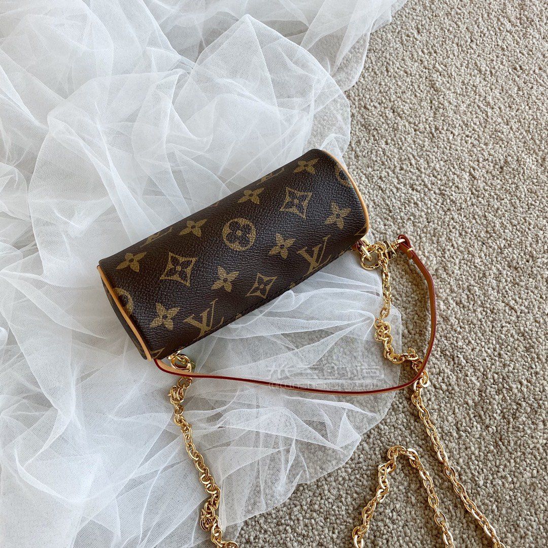 lv中古小圆桶vintage中古papillon迷你圆筒包红皮尺寸价格