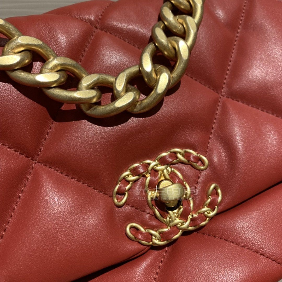 香奈儿19包chanel19bag新年红手袋中号30cm红色女士斜挎手提包