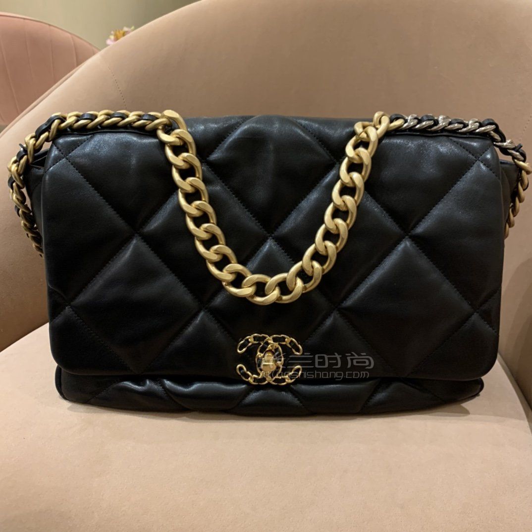 【香奈儿19包】chanel 19bag黑色斜背 大号36cm原厂进口皮