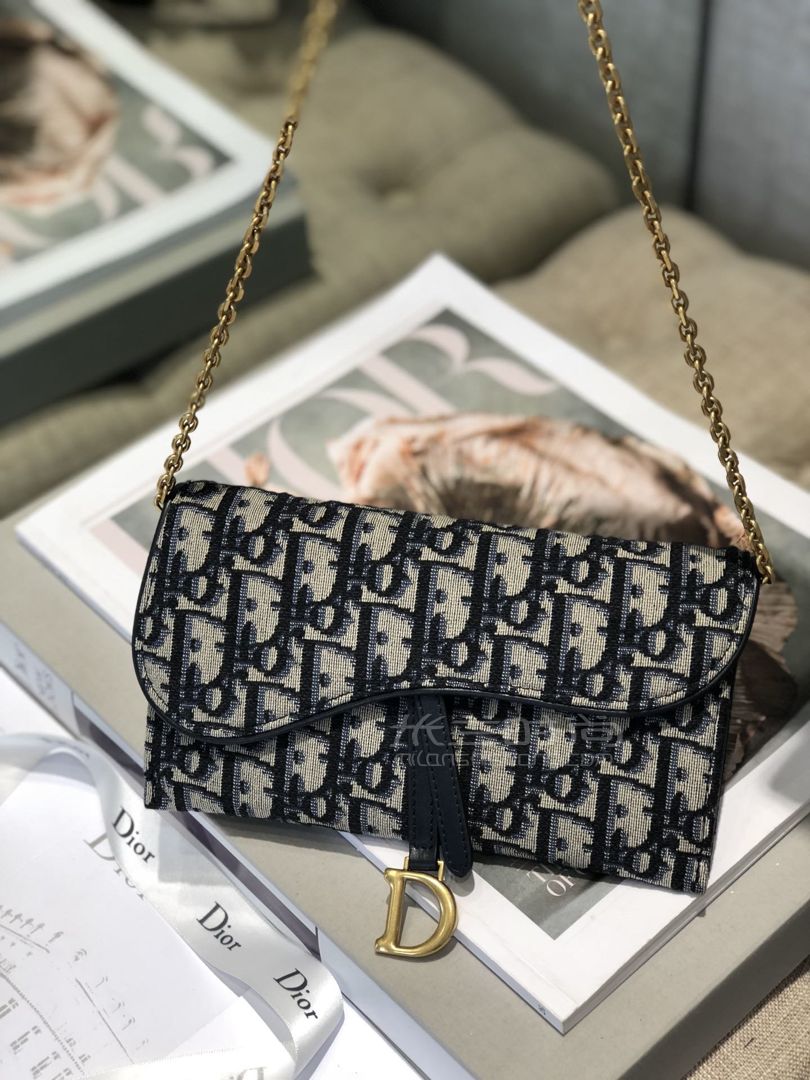 迪奥马鞍链条包diorsaddleobliquewoc迷你手拿包钱包老花帆布