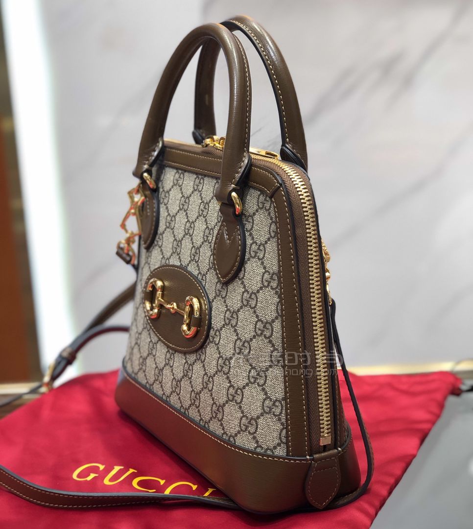 gucci贝壳包古驰1955马衔扣帆布手提包20新款621220上身图尺寸