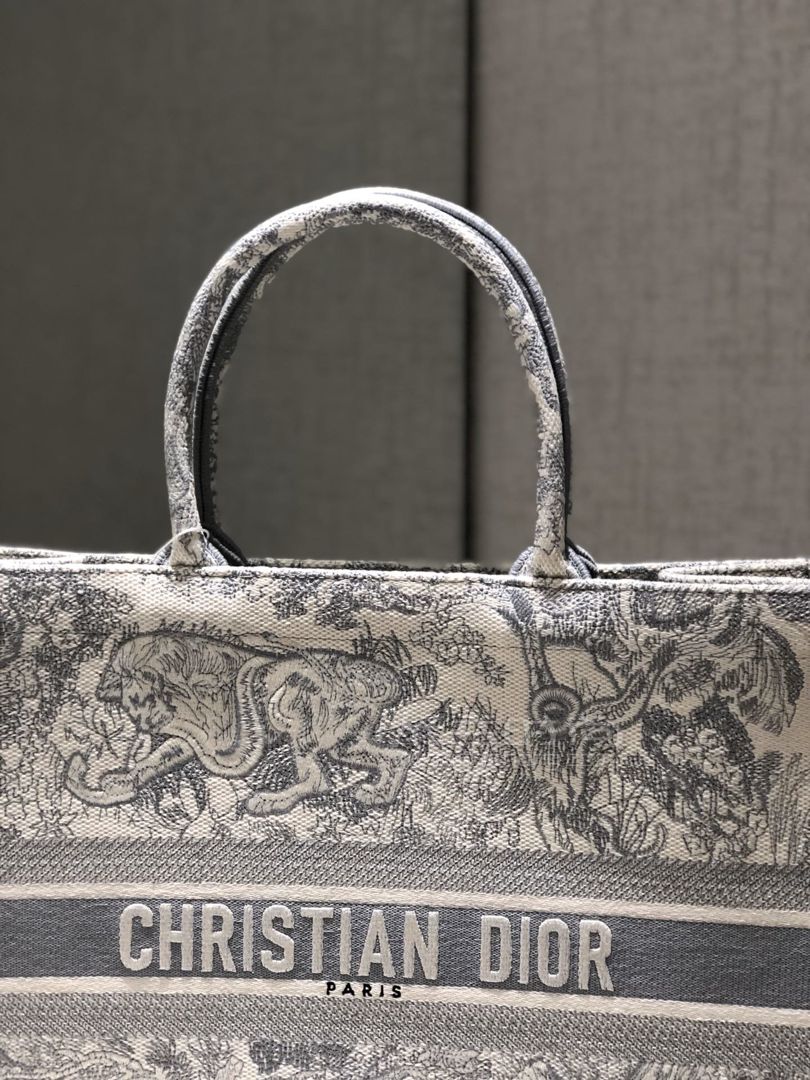 【迪奥托特包】dior book tote女士手提包 岩石灰丛林老虎购物袋 大号