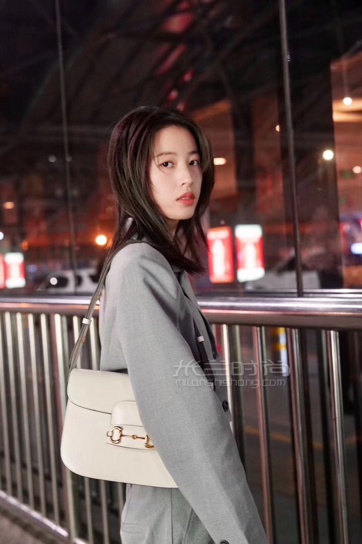 倪妮同款gucci古驰女包1955马衔扣手袋单肩包白色手拎包602204真假