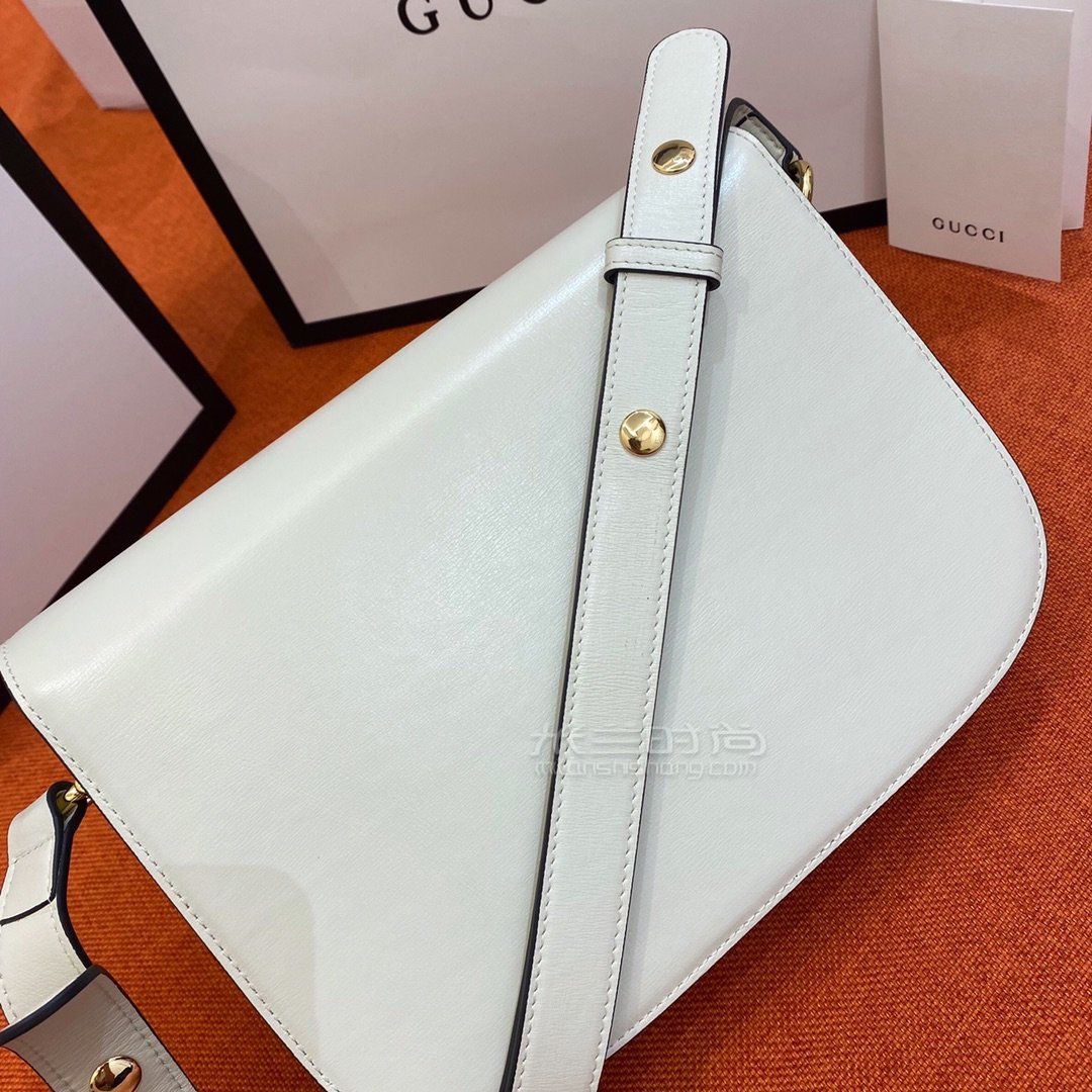倪妮同款gucci古驰女包1955马衔扣手袋单肩包白色手拎包602204真假