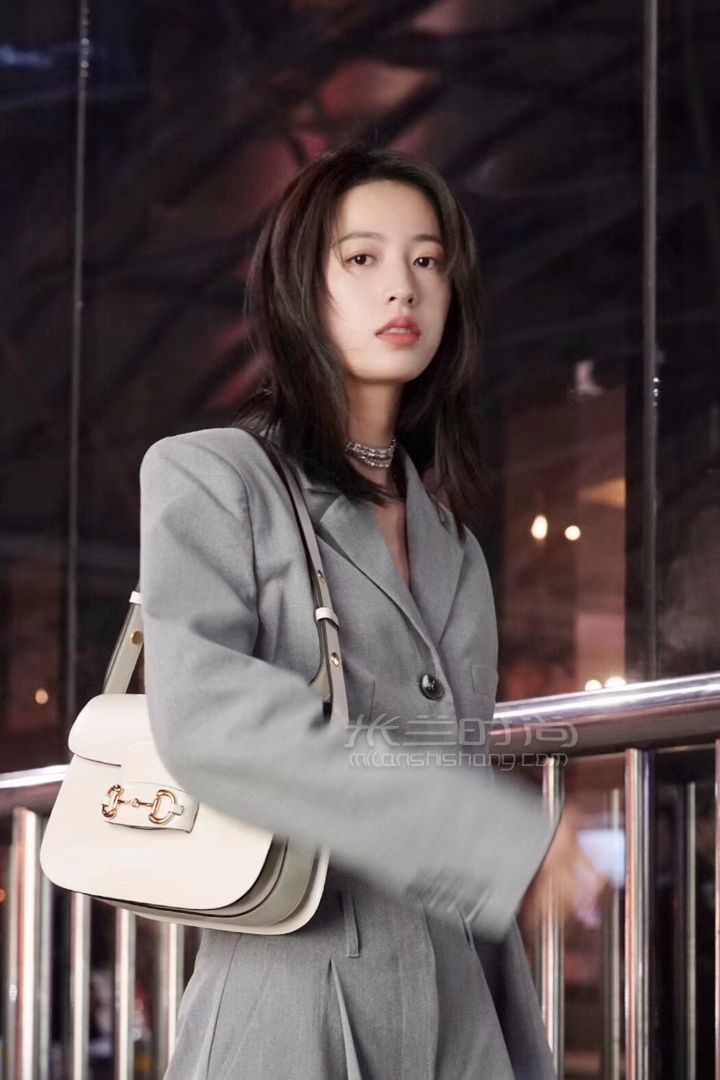 倪妮同款gucci古驰女包1955马衔扣手袋单肩包白色手拎包602204真假