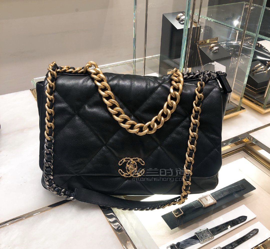 香奈儿19包chanel19bag黑色斜挎女包中号30cm原厂进口皮