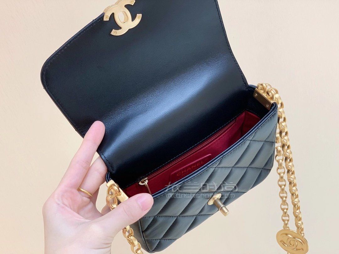 【香奈儿金币链条包】chanel 2020秋冬限量版金币包 黑色钱币金色链条