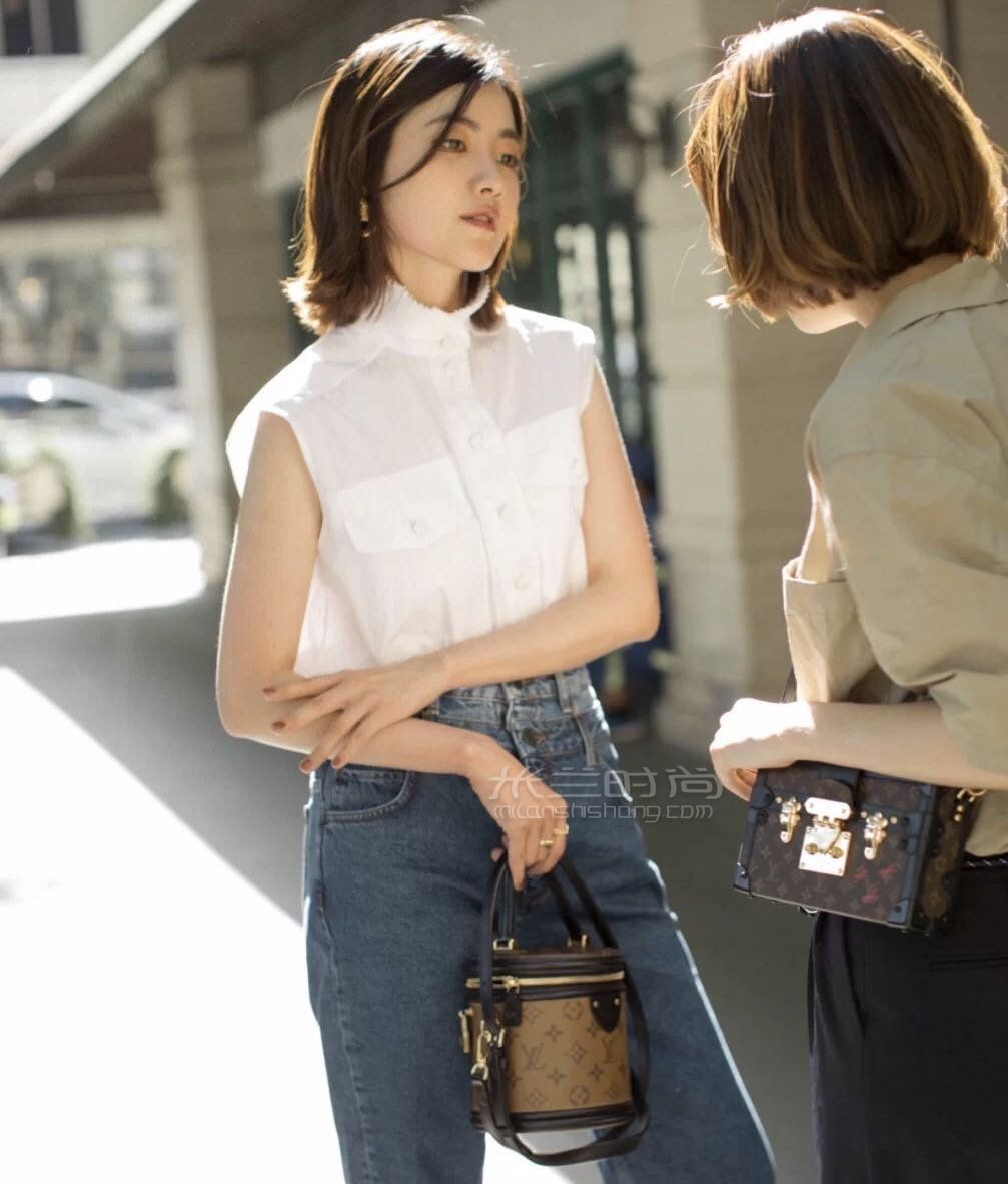 lv圆桶包cannes拼色老花水桶包圆筒手提单肩斜挎女包m43986价格尺寸