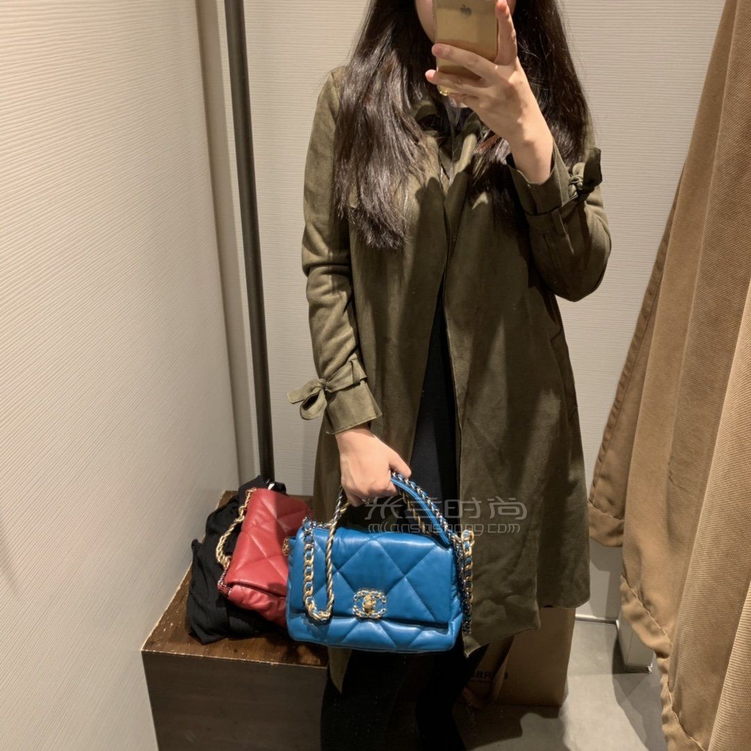 【香奈儿19包】chanel 19bag手袋小号26cm 土耳其蓝 原厂进口皮