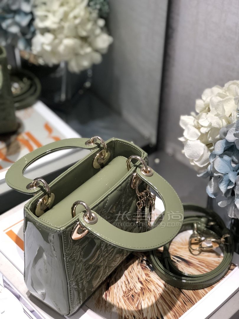 lady mini漆皮抹茶绿手提包 三格女士斜挎包_米兰时尚包包网