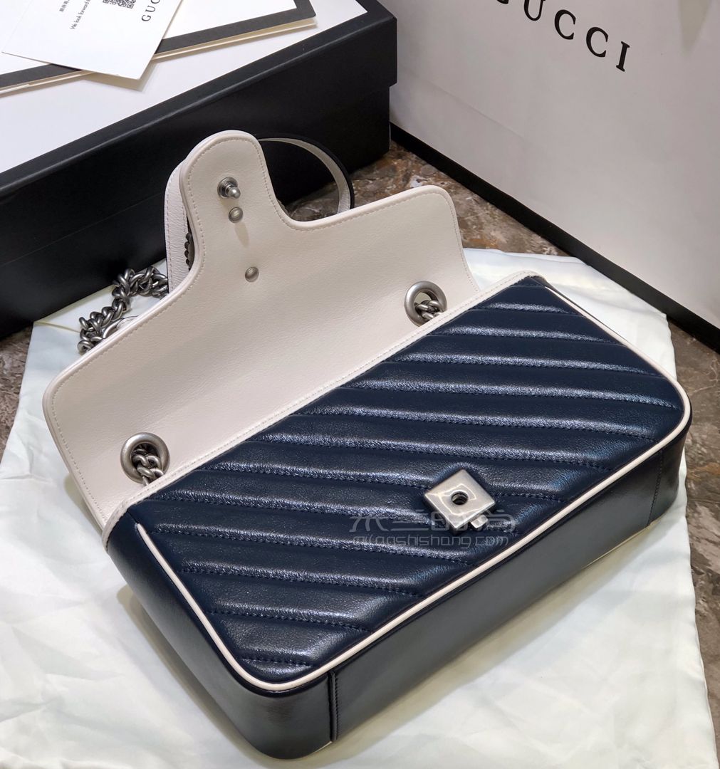 古奇gucci2020新款ggmarmont系列古驰深蓝小号单肩斜跨包443497图片