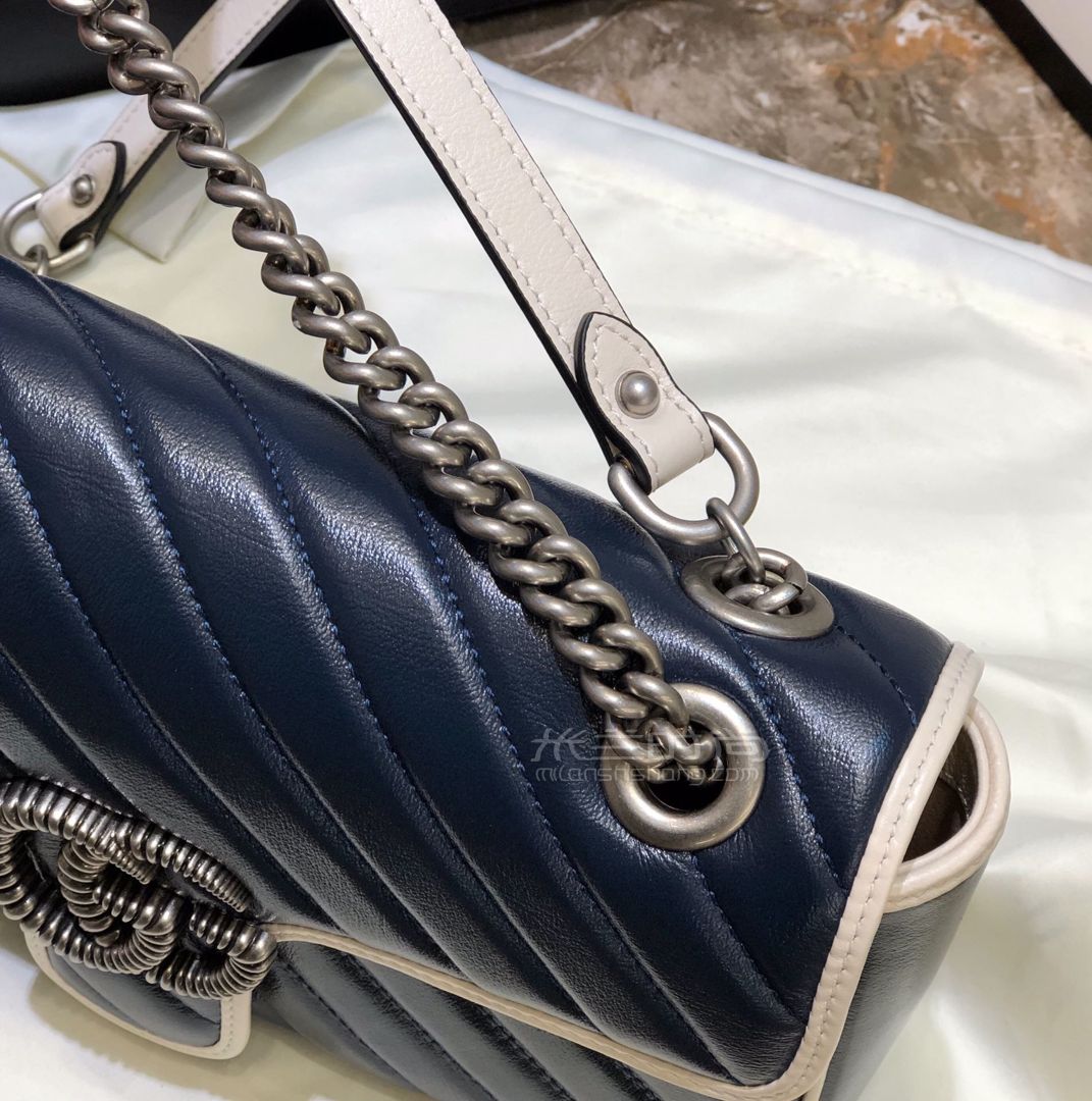 古奇gucci2020新款ggmarmont系列古驰深蓝小号单肩斜跨包443497图片