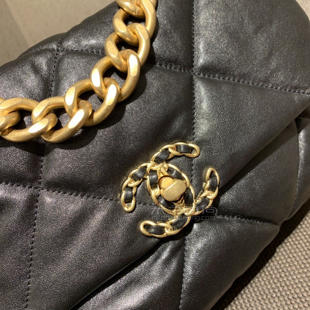 香奈儿19包chanel19bag手袋中号黑色30cm原厂进口皮女包