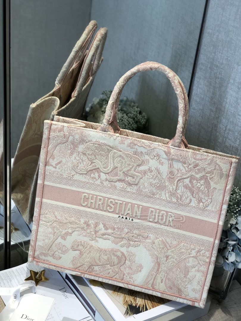 迪奥托特包 Dior Book Tote女包 粉色丛林购物袋大号 米兰时尚包包网