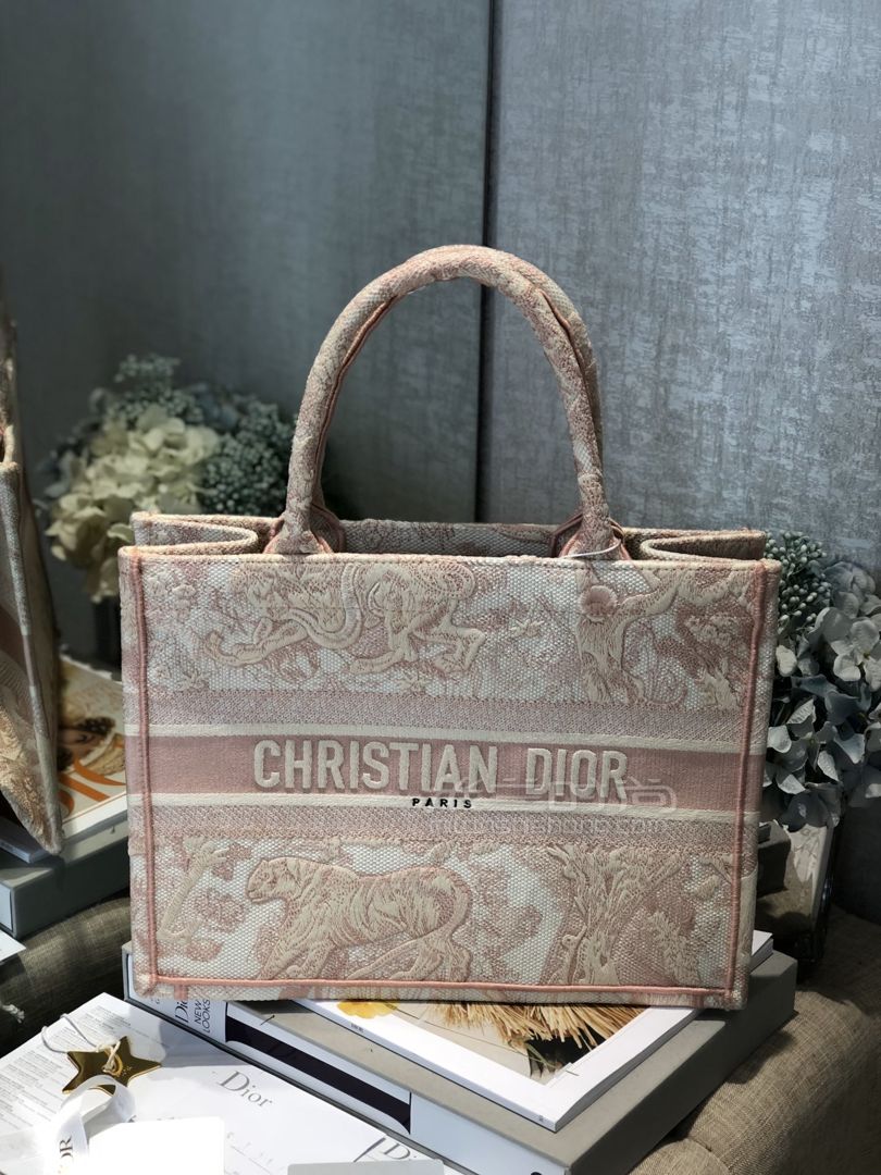 【迪奥托特包】dior book tote女士手提包 玫瑰粉丛林购物袋
