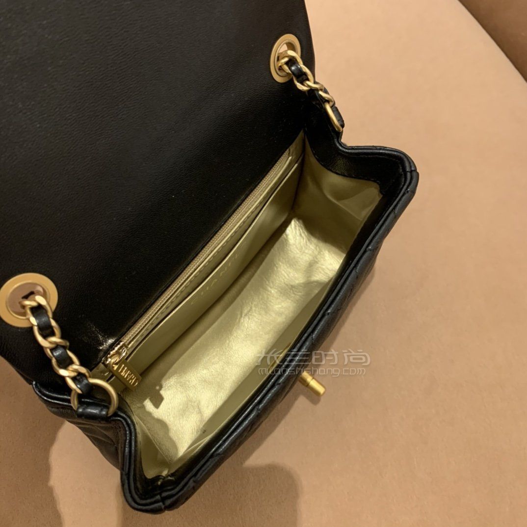 【香奈儿金珠链条包】chanel 18cm黑色方胖子金珠球球包 链条包_09