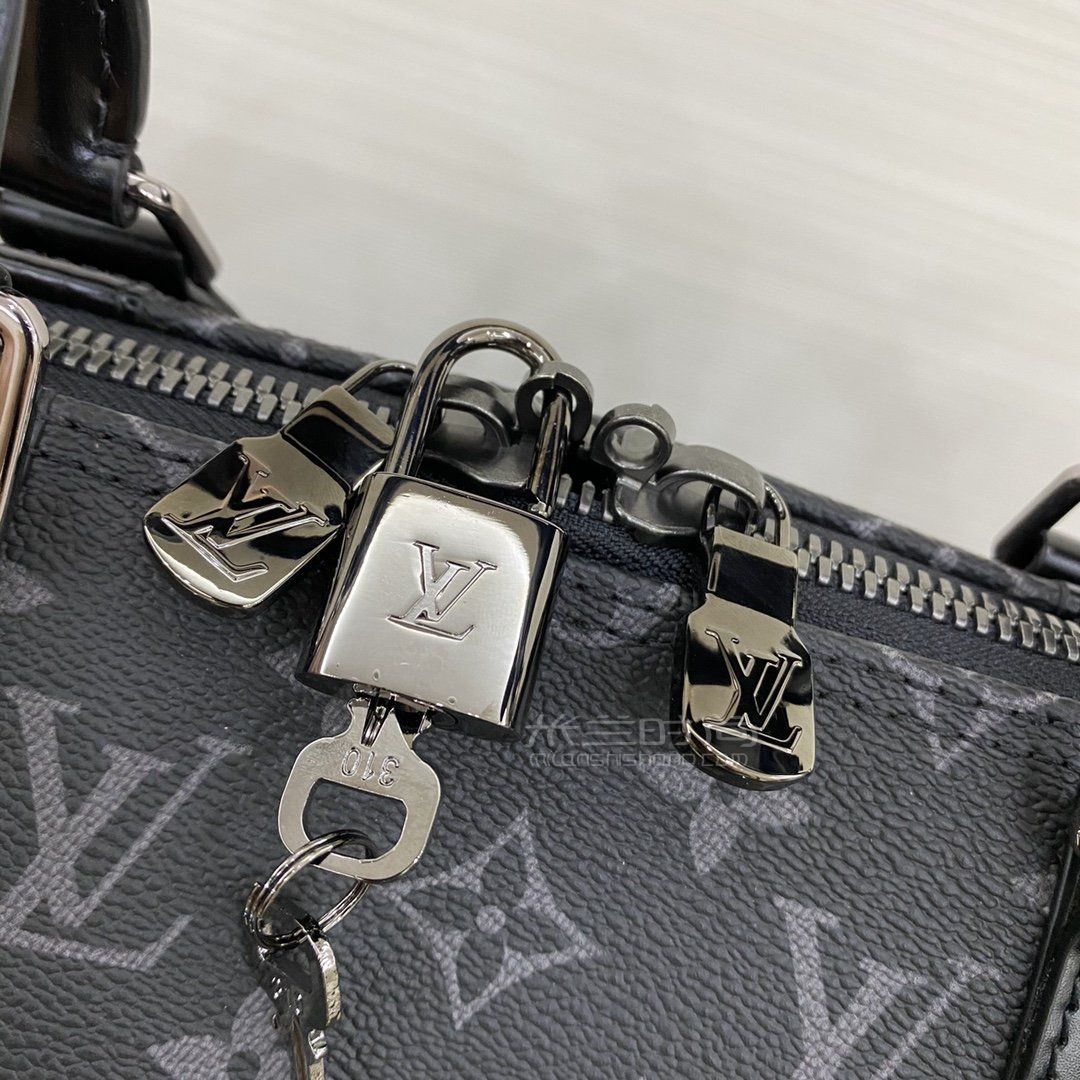 【lv旅行袋】路易威登keepall50黑武士旅行包黑银拼色图片_真假_价格