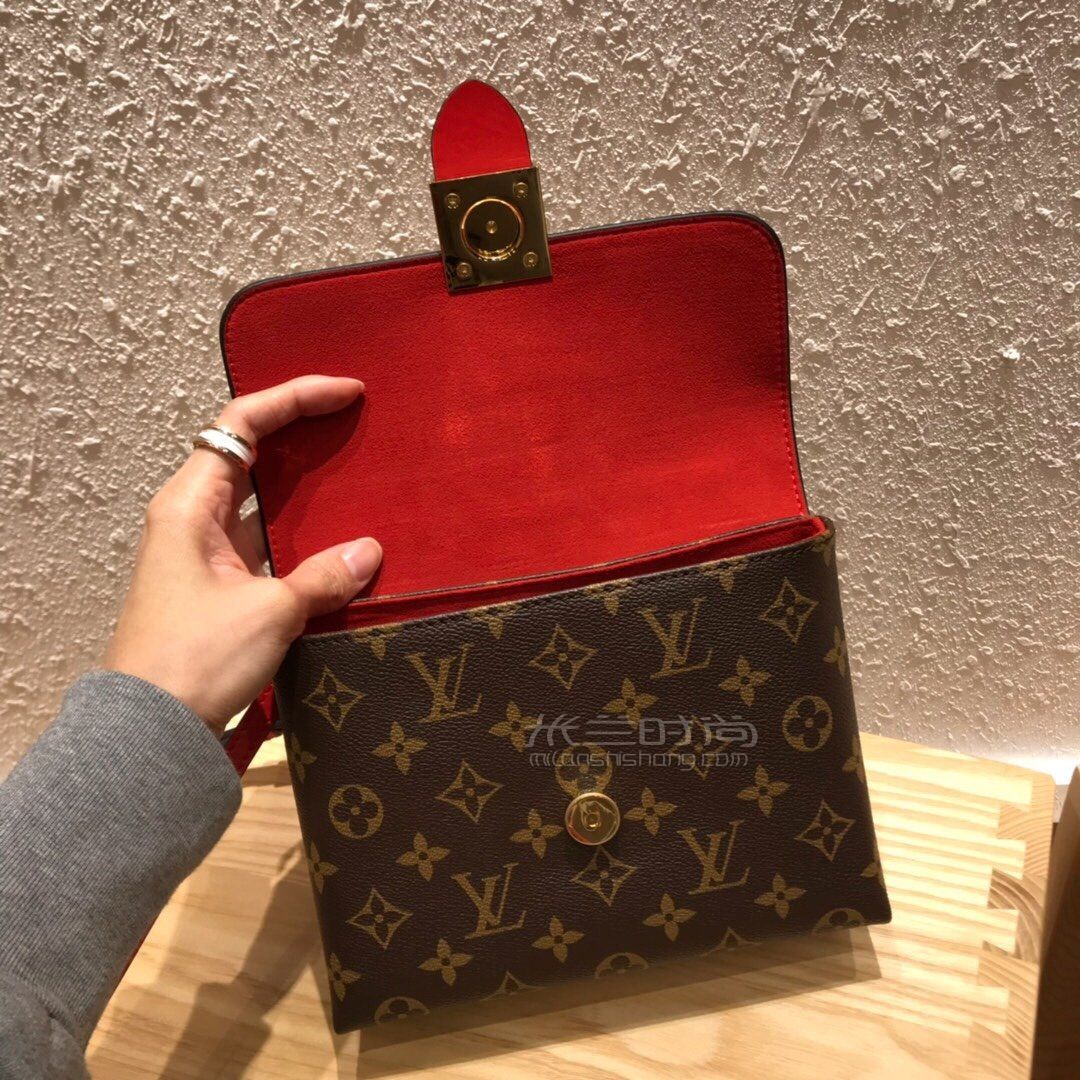 lv锁头包lockybb手袋onehandle老花拼皮斜挎手拎包m44322尺寸价格