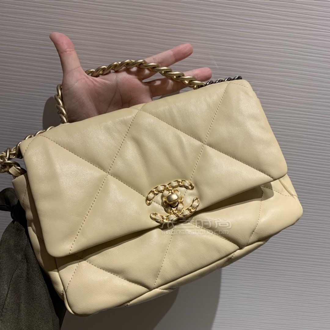 【香奈儿19包】chanel 19bag手袋小号26cm 裸米杏