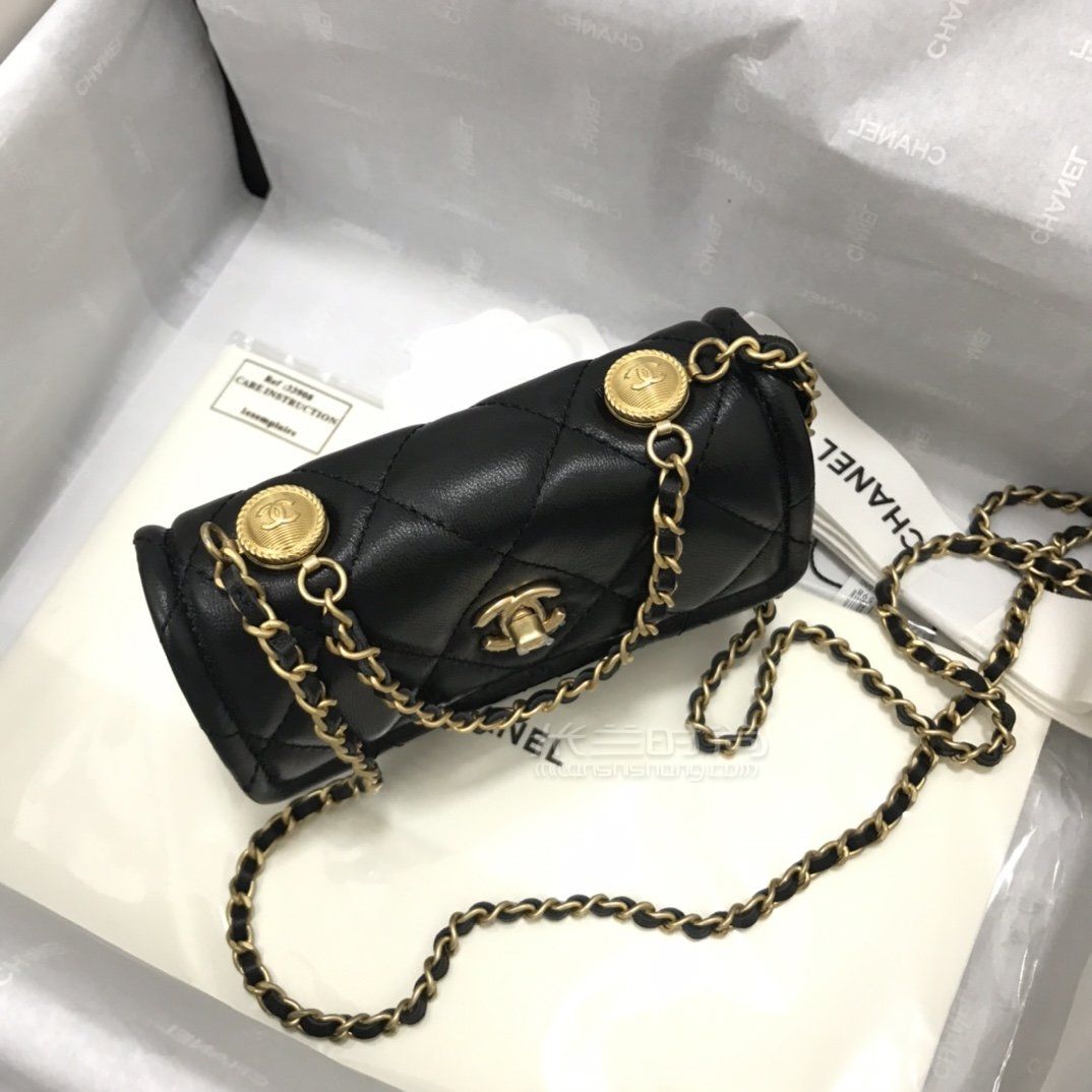 【香奈儿豆腐包】chanel 20秋冬羊皮复古包 mini金币黑色豆腐包