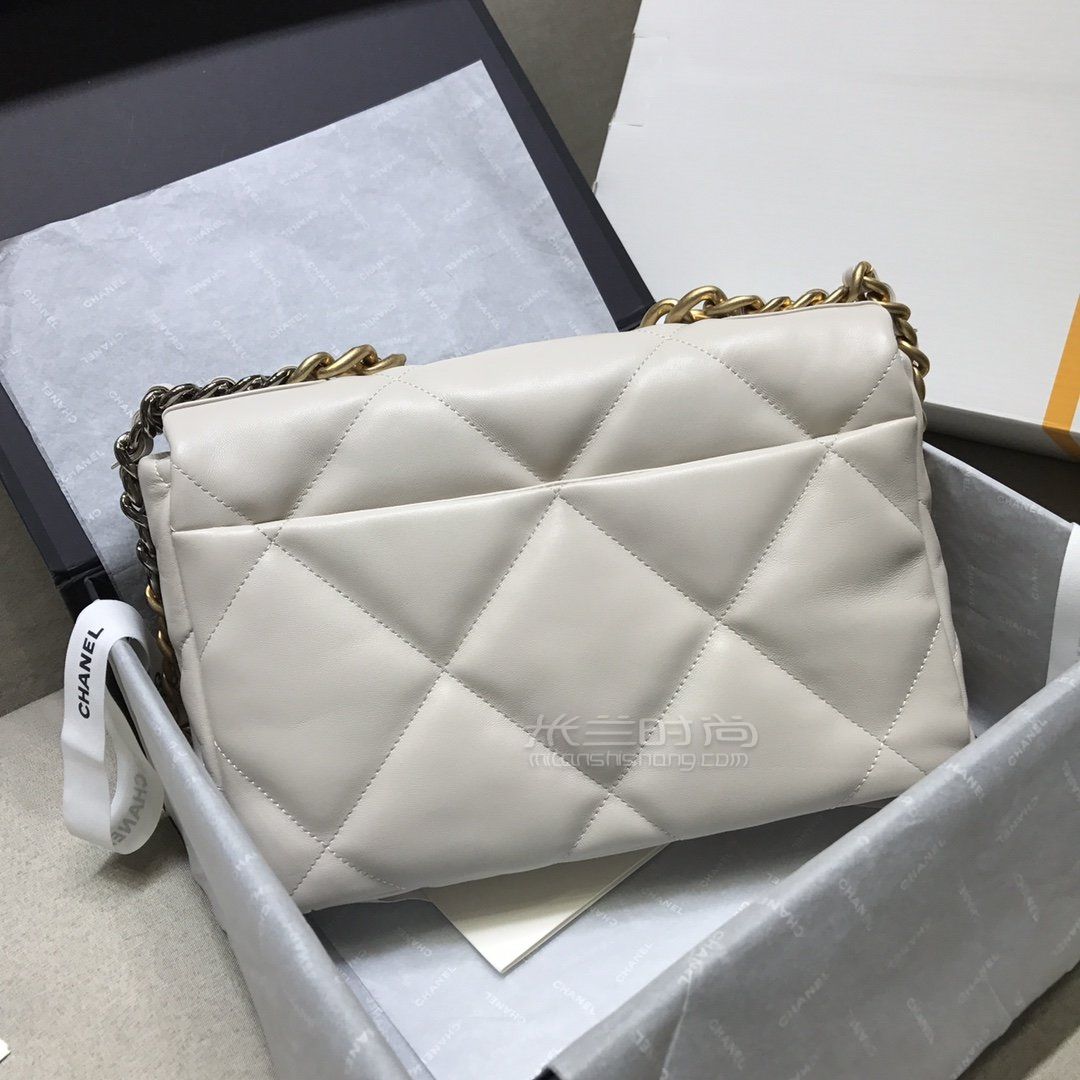 香奈儿19包chanel19bag中号30cm纯白色链条斜挎包手提包