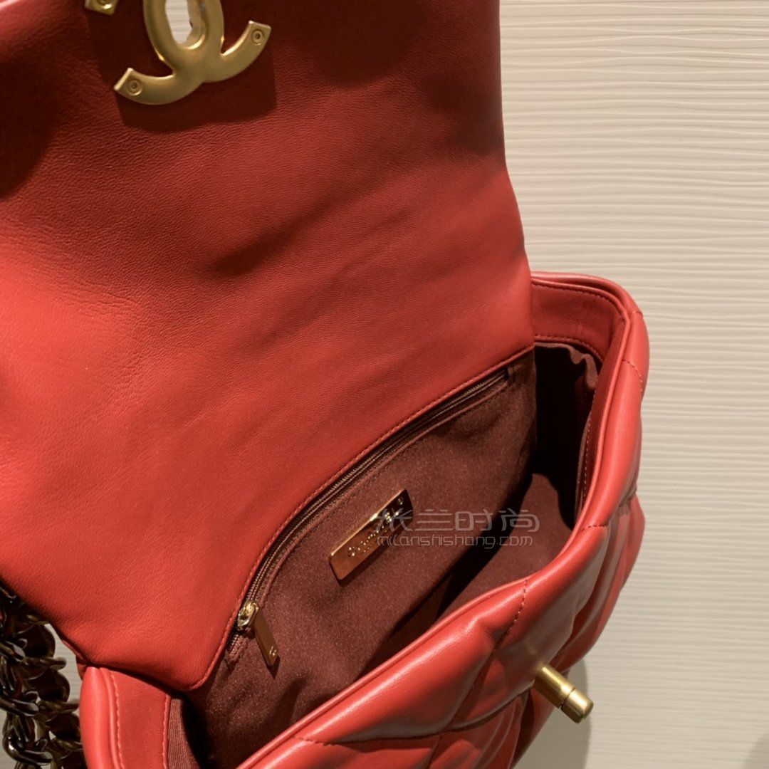 香奈儿19包chanel19bag新年红手袋小号26cm红色女士斜挎手提包