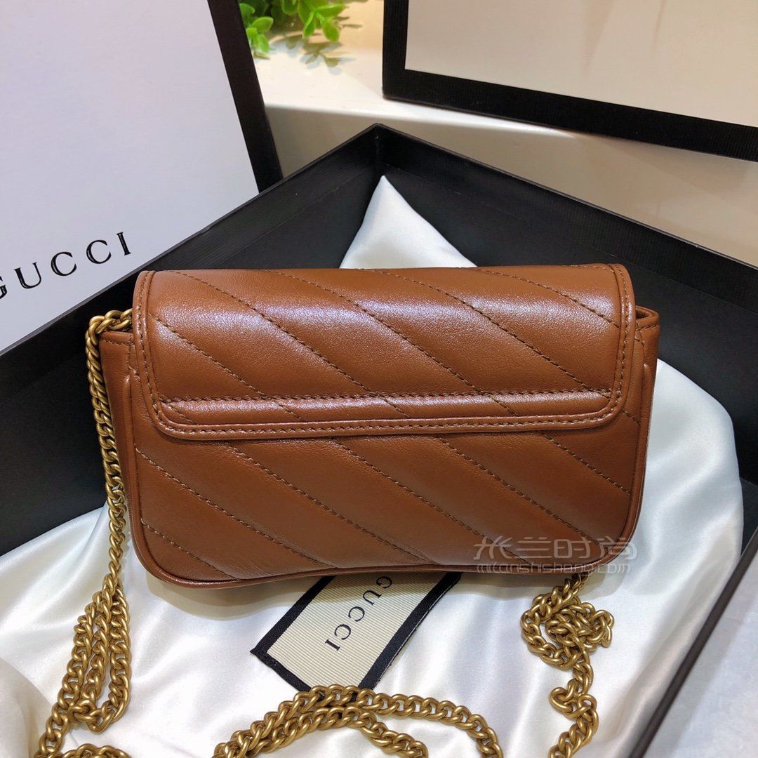 【gucci gg marmont】原厂皮 古驰迷你链条包476433 焦糖色经典款
