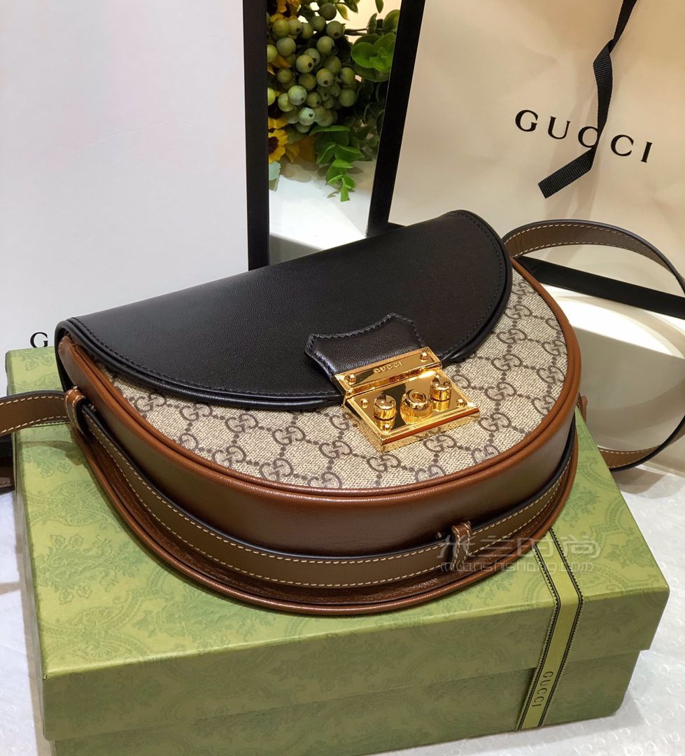 gucci锁扣包新月型肩背包古驰644524最新马鞍包经典款