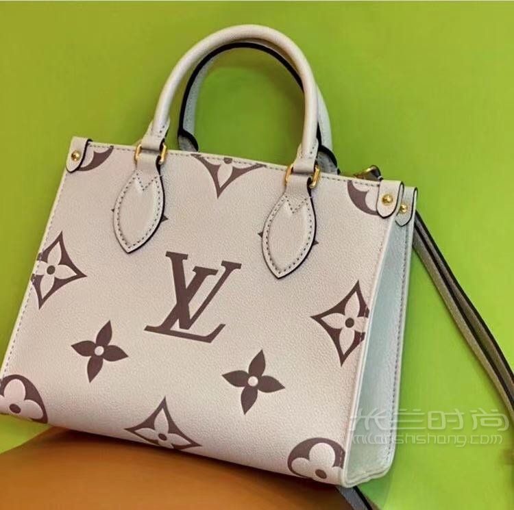 lv购物袋迷你托特包压花牛皮购物袋白色tote45560