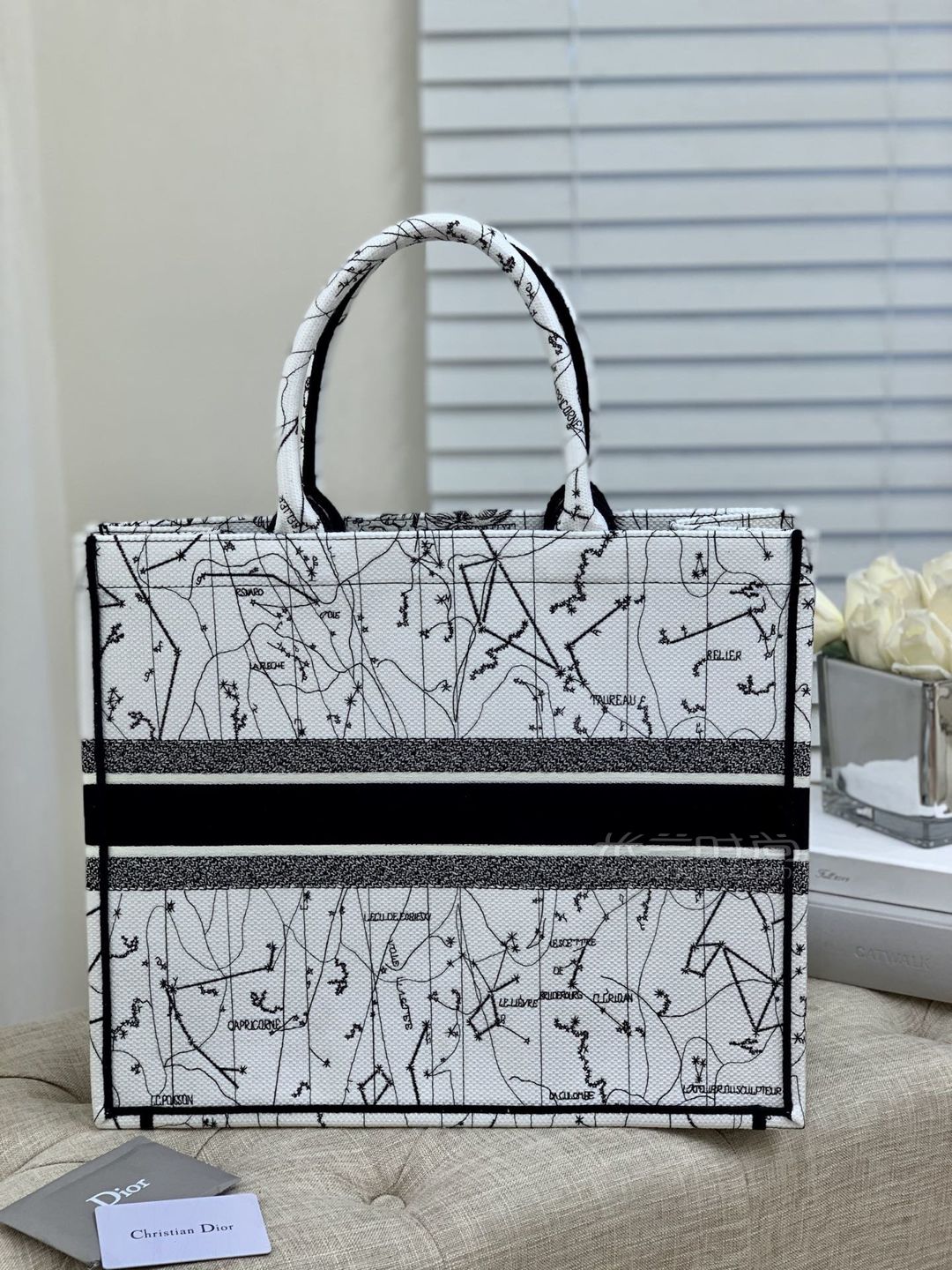dior购物袋黑白星座托特包booktote42cm大号