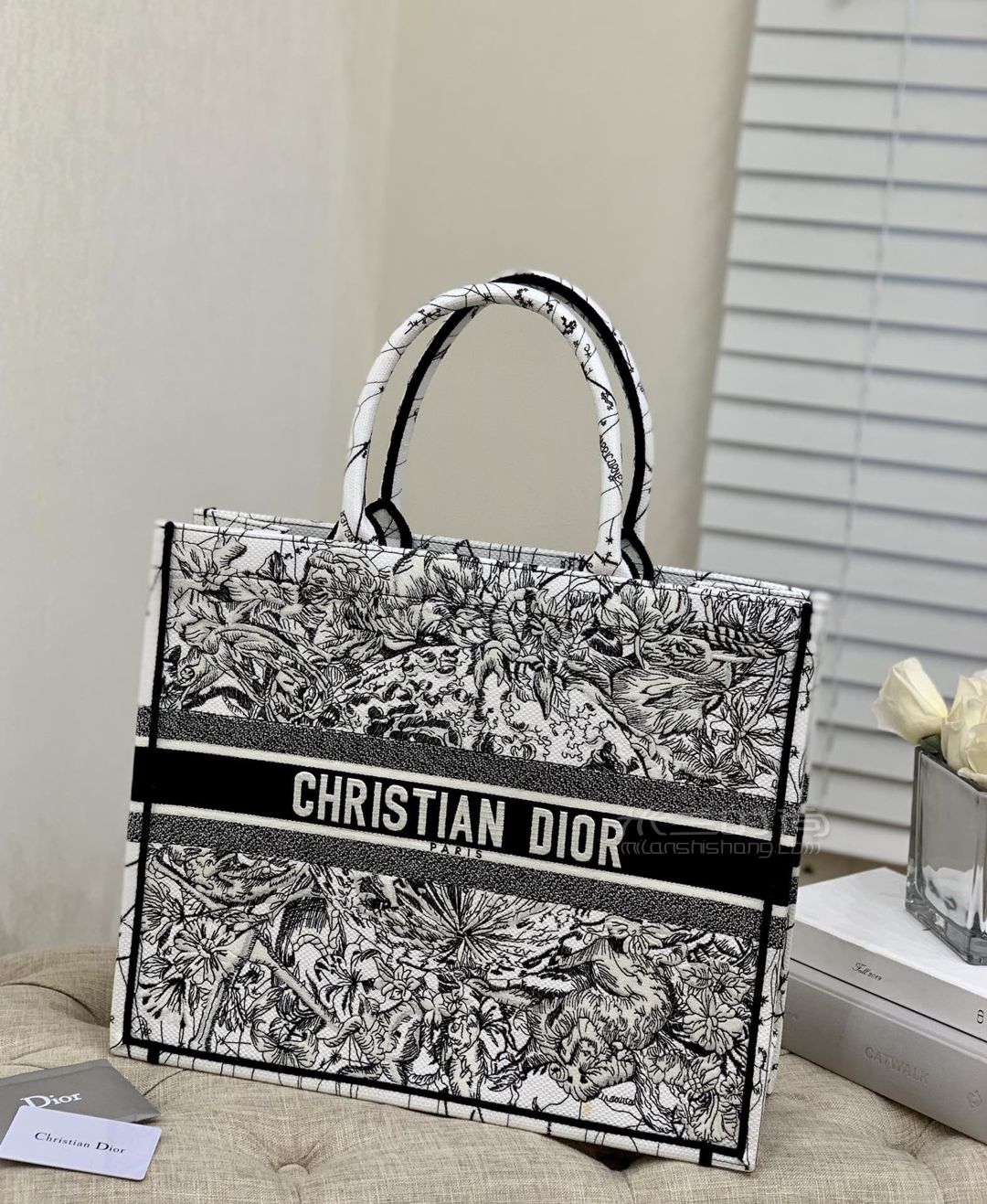 dior购物袋黑白星座托特包booktote42cm大号